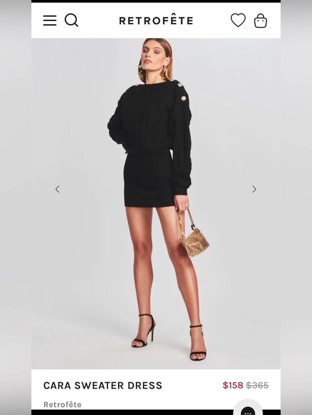 NWT Retrofête Cara Black Sweater Dress